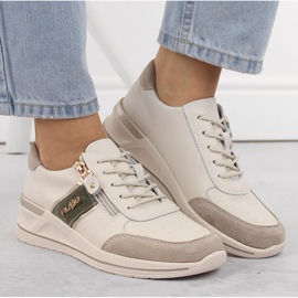 Deportivas cuña mujer piel beige Filippo DP6083 3