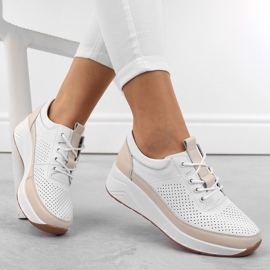 Deportivas de piel para mujer, deportivas con cuña, blanco Artiker 54C1742 1