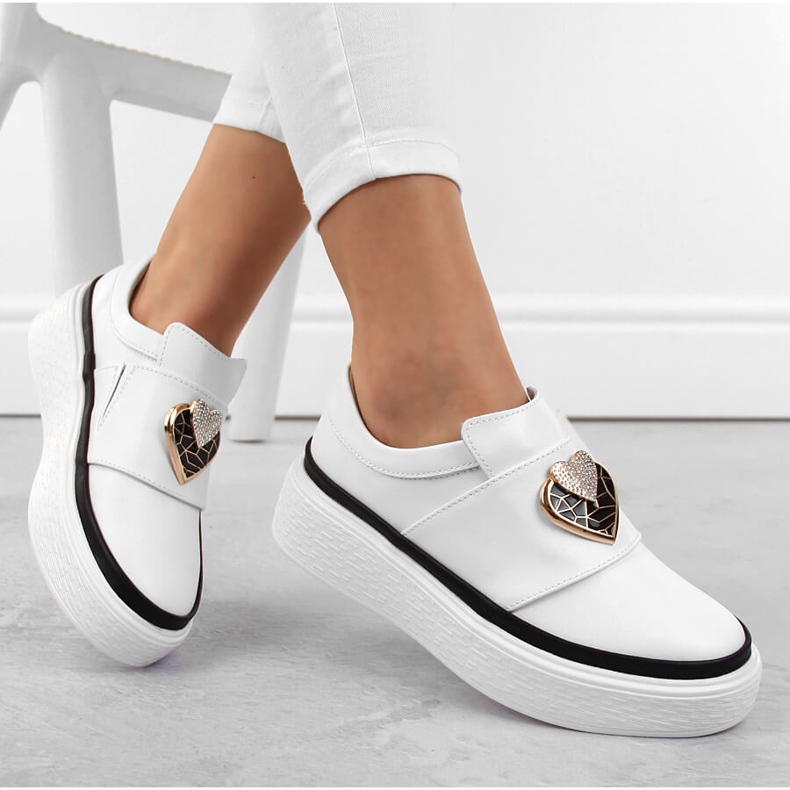 Deportivas mujer piel slip-on con plataforma, blanco Artiker 54C1855 1
