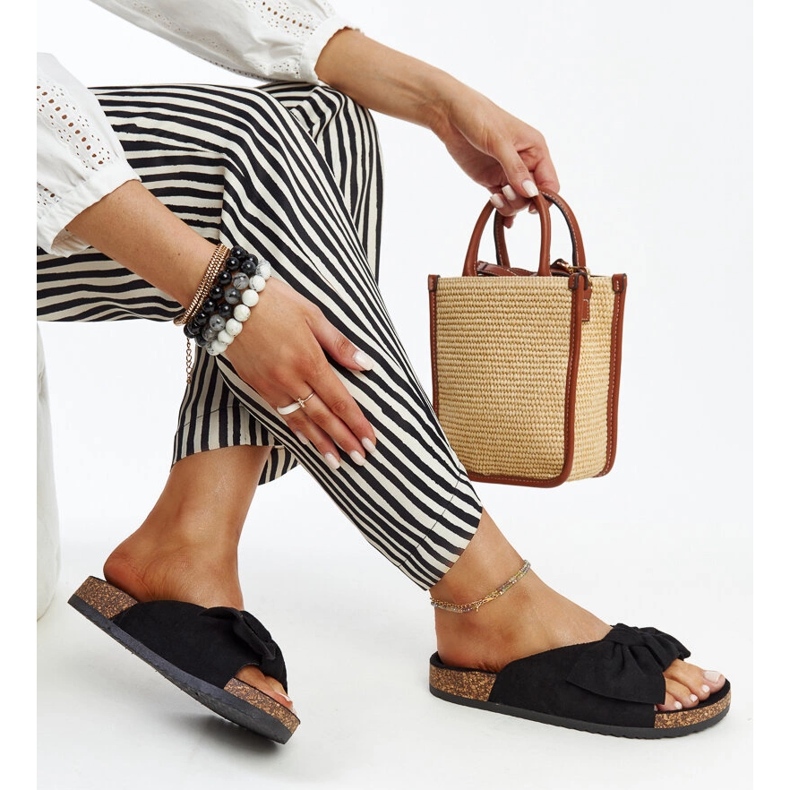 Chanclas negras con suela de corcho Aamu negro 1