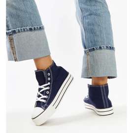 Zapatillas altas azul marino con suela gruesa de Bagy 3