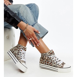 Zapatillas altas bagy con estampado de leopardo y suela gruesa marrón 1