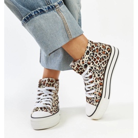 Zapatillas altas bagy con estampado de leopardo y suela gruesa marrón 2