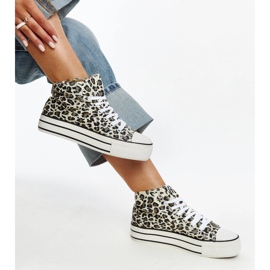 Zapatillas altas bagy con estampado de leopardo y suela gruesa beige 2