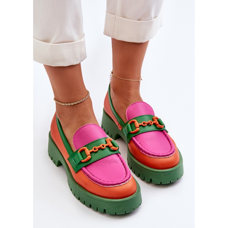 Mocasines Mujer Piel Con Adorno CheBello 4444 Naranja multicolor 1