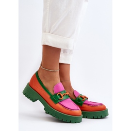 Mocasines Mujer Piel Con Adorno CheBello 4444 Naranja multicolor 6