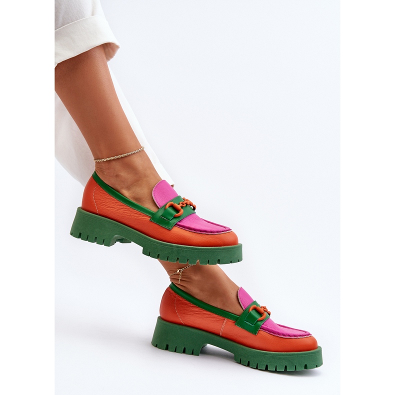 Mocasines Mujer Piel Con Adorno CheBello 4444 Naranja multicolor 2