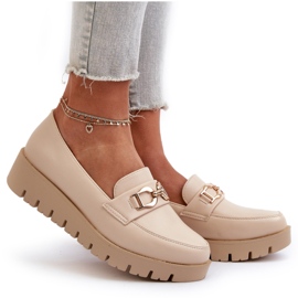 Mocasines Mujer Plataforma Con Adorno, Beige Claro Kaldina 9