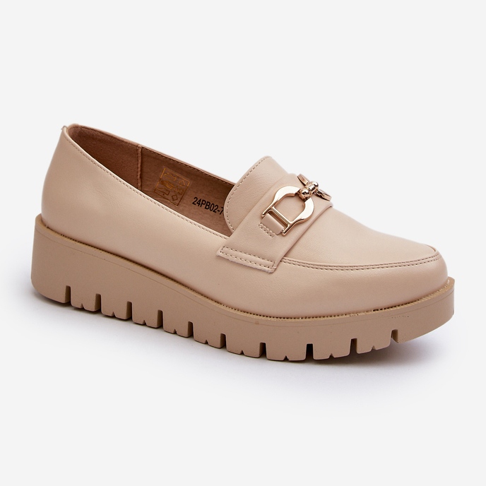 Mocasines Mujer Plataforma Con Adorno, Beige Claro Kaldina 1