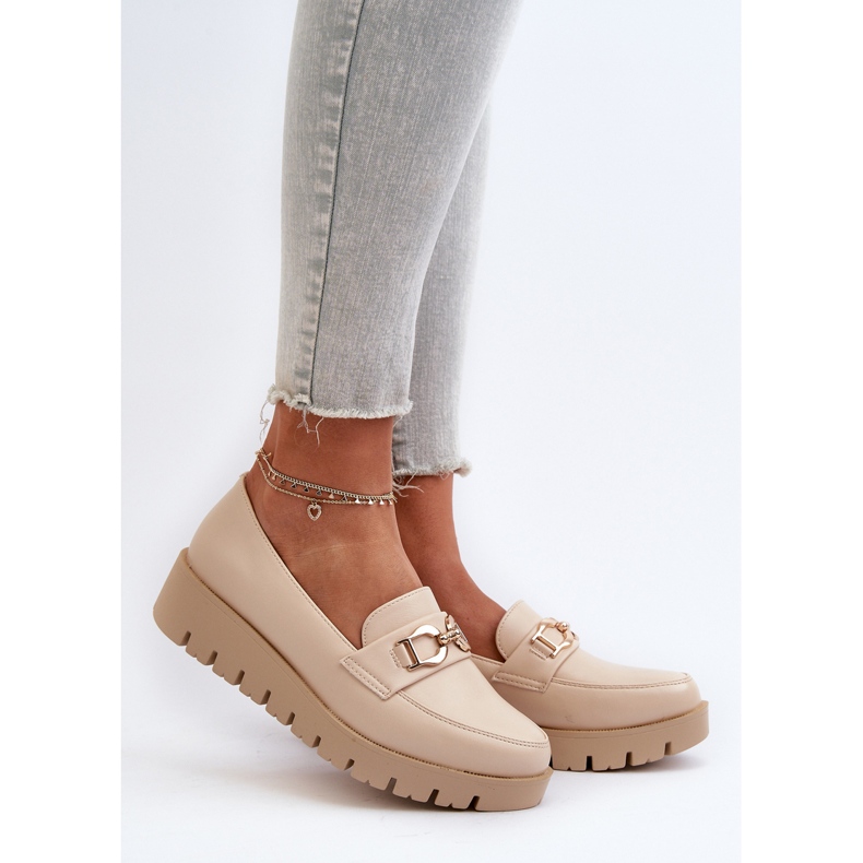 Mocasines Mujer Plataforma Con Adorno, Beige Claro Kaldina 2
