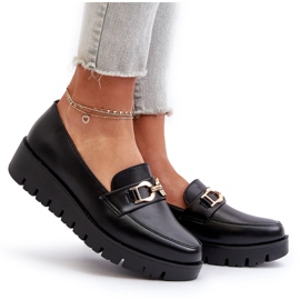 Mocasines De Mujer Con Plataforma Y Adorno, Negro Kaldina 9