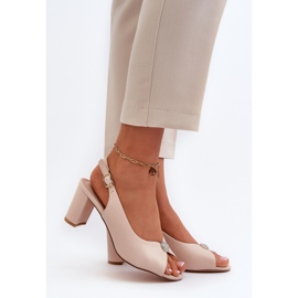 Evento Sandalias elegantes de tacón alto con adorno, Beige Trasea 1