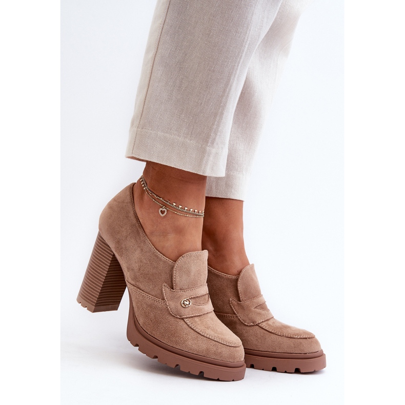 Evento Zapatos Mujer Ante Ecológico Tacón Alto Larmaves Beige 1