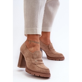 Evento Zapatos Mujer Ante Ecológico Tacón Alto Larmaves Beige 2