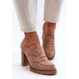 Evento Zapatos Mujer Ante Ecológico Tacón Alto Larmaves Beige 3
