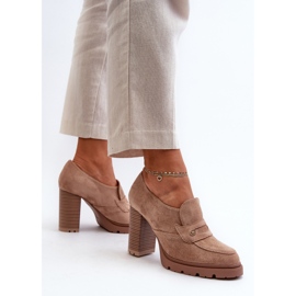 Evento Zapatos Mujer Ante Ecológico Tacón Alto Larmaves Beige 4