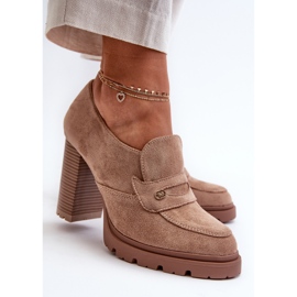 Evento Zapatos Mujer Ante Ecológico Tacón Alto Larmaves Beige 6