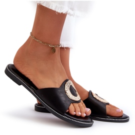 Chanclas de mujer con adorno, Negro Cilima 8