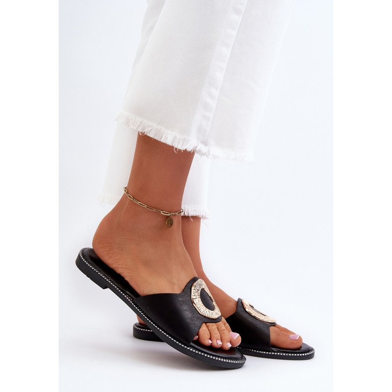 Chanclas de mujer con adorno, Negro Cilima 2 Chanclas de mujer con adorno, Negro Cilima 2