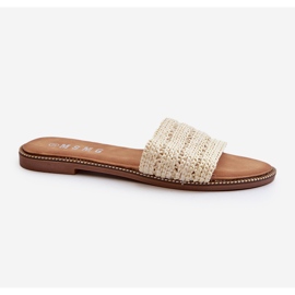 Sandalias de mujer con tacón plano trenzado, radianes beige claro 1