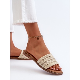 Sandalias de mujer con tacón plano trenzado, radianes beige claro 5