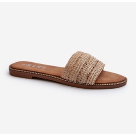 Chanclas de mujer Beige Radians con tacones planos trenzados 1