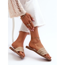 Chanclas de mujer Beige Radians con tacones planos trenzados 8