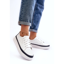 Sergio Leone Zapatillas Deportivas Mujer Piel, Deportivas, Blanco y Azul Marino 2