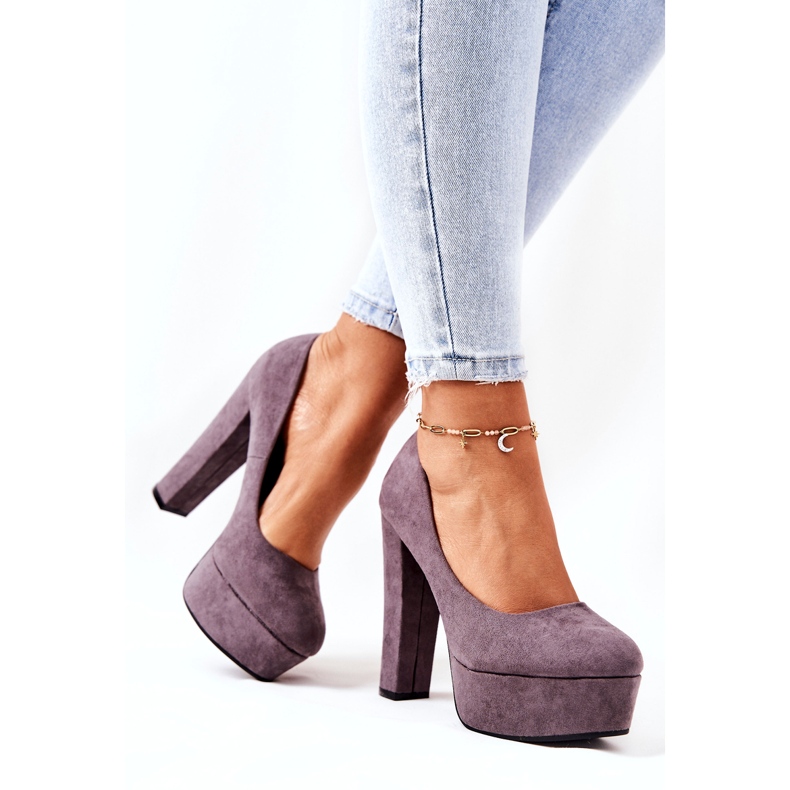 Sweet Shoes Pombas de mujeres de gamuza en la plataforma gris 4 Sweet Shoes Pombas de mujeres de gamuza en la plataforma gris 4