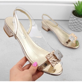 Sandalias de mujer charol transparente con circonitas doradas Potocki WS43303 dorado 2