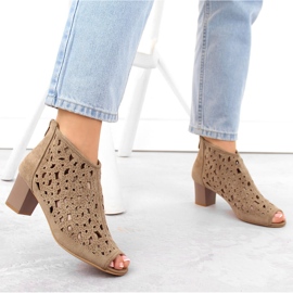 Botas de mujer de ante calado con puntera abierta, marrón claro, Jezzi RMR1954-16 5