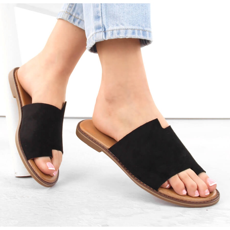 Chanclas de ante para mujer, color negro eVento 4586 1