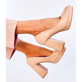 Zapatos de tacón ancho Nessa Nude beige 2