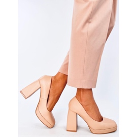 Zapatos de tacón ancho Nessa Nude beige 3