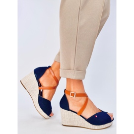 Sandalias de cuña con puntera abierta de Berna Navy azul 3