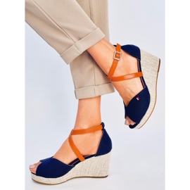 Sandalias de cuña con puntera abierta de Berna Navy azul 5