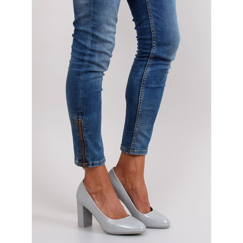 Bombas barnizadas tacón ancho m263p gris 1