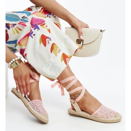 Alpargatas de encaje rosa con tacón abierto Teha 1