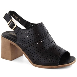 Sergio Leone W SK433A sandalias tacón calado negro 1
