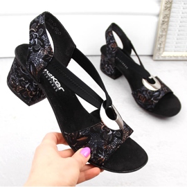 Sandalias de mujer cómodas de tacón con goma elástica, negro Rieker 64683-91 7