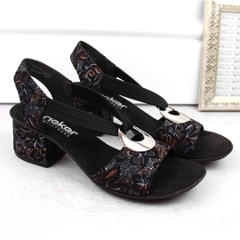 Sandalias de mujer cómodas de tacón con goma elástica, negro Rieker 64683-91 8