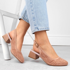 Sandalias de tacón bajo para mujer en ante, rosa Jezzi RMR2263-4 rosado 4