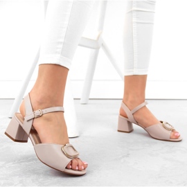 Sandalias elegantes de tacón para mujer beige perla Sergio Leone SK891 3