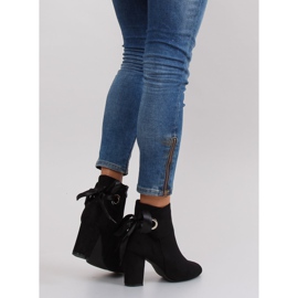 Botines tacón ancho con cinta la01p Negro 4