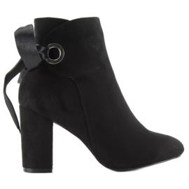 Botines tacón ancho con cinta la01p Negro 1