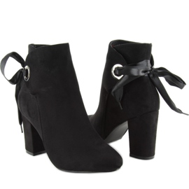 Botines tacón ancho con cinta la01p Negro 2