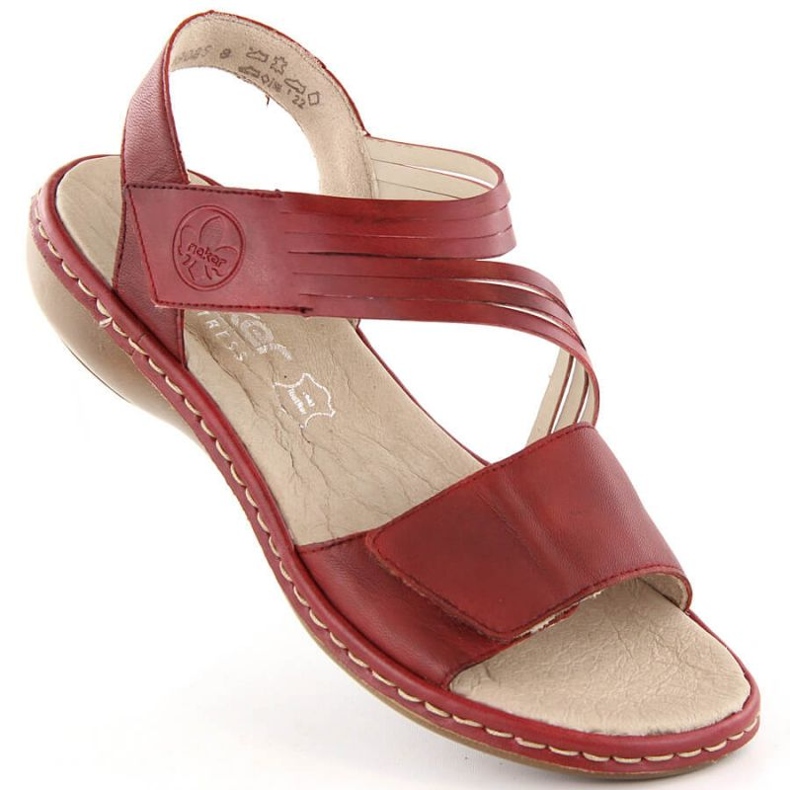 Sandalias cómodas de piel Rieker W RKR685 rojo 1