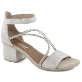 Sandalias cómodas de tacón Rieker W RKR689, plateado 1