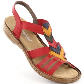 Sandalias cómodas con gomas elásticas Rieker W RKR690 rojo 1
