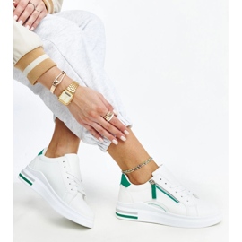 Inna Zapatillas blancas con inserciones verdes Anaunia blanco 2